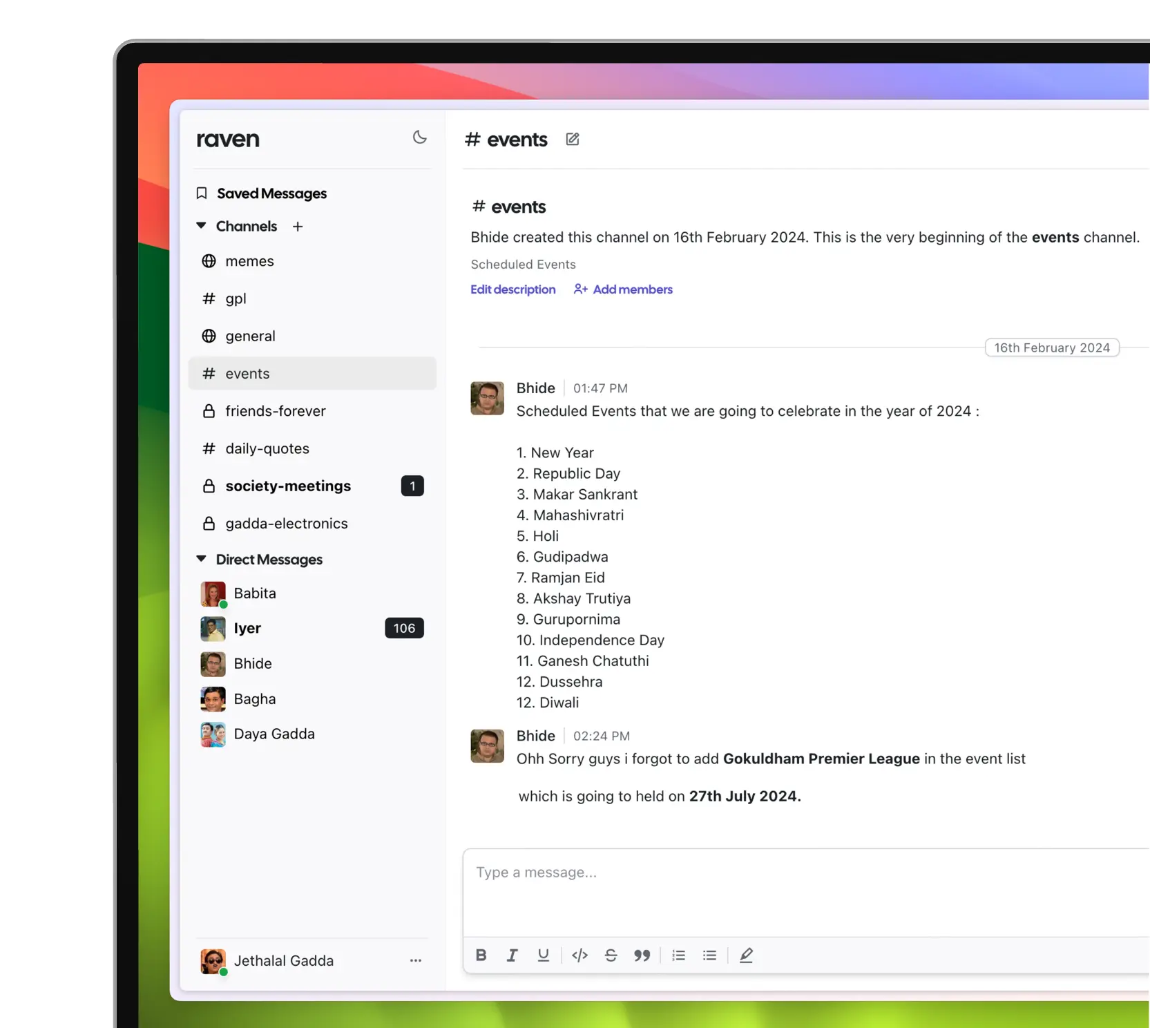 A screenshot of Raven